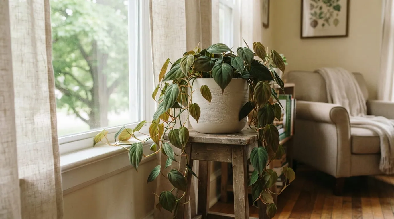 Philodendron (Terutama Philodendron Micans). Foto: AI Generated