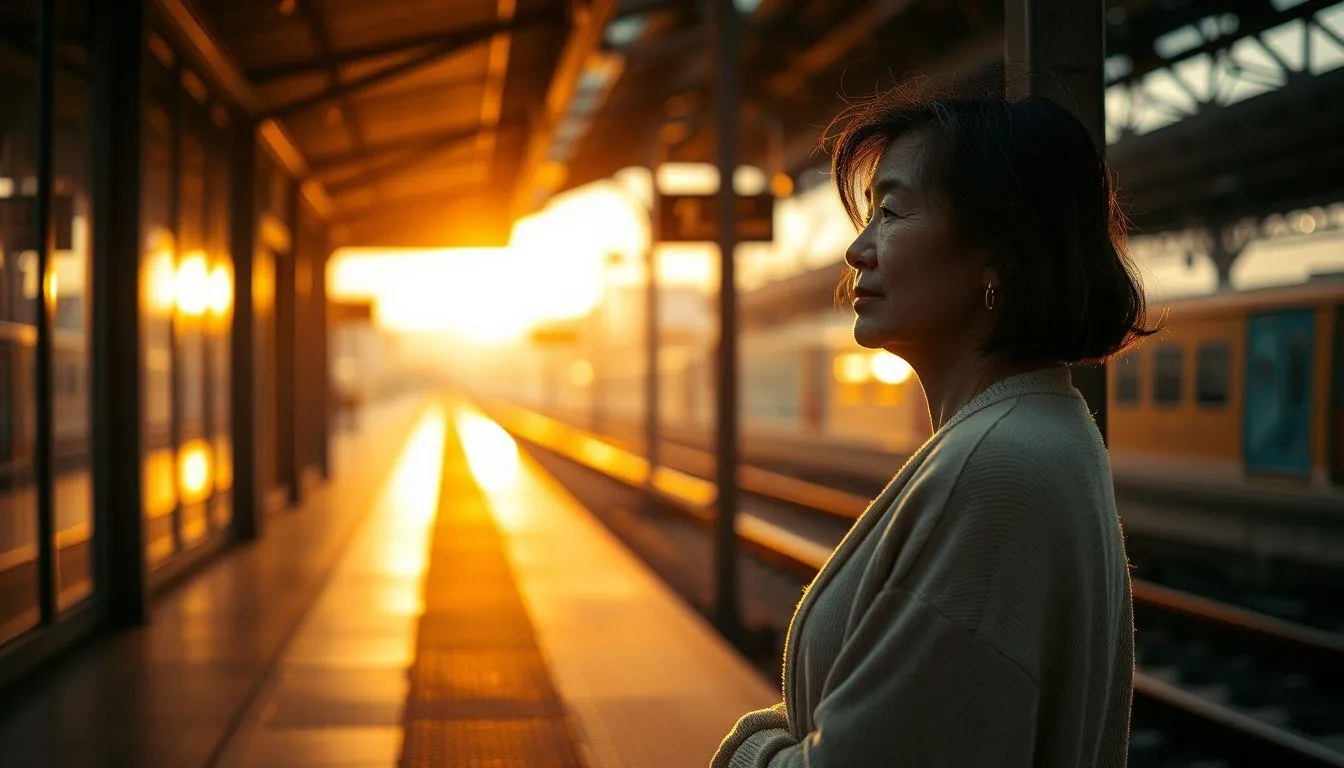 Seorang wanita di stasiun (c) Ilustrasi AI