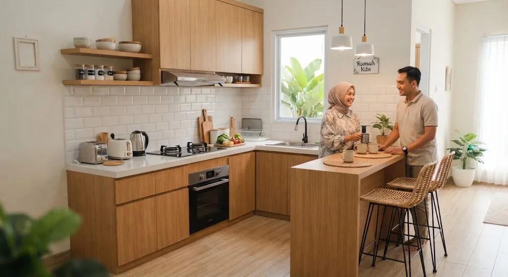 Desain Dapur Minimalis untuk Pasangan Baru Menikah. (AI Generated)