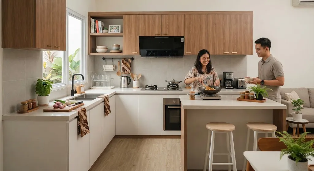 Desain Dapur Minimalis untuk Pasangan Baru Menikah. (AI Generated)