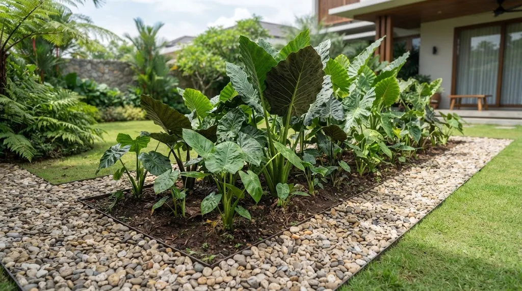 Alocasia Berkelompok di Tepi Halaman/Foto: AI Generated