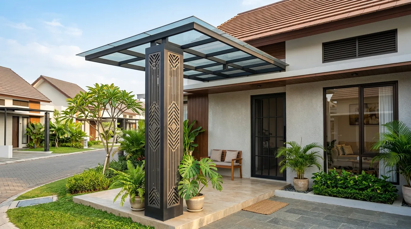 Inspirasi Kanopi dengan Tiang Teras Rumah (AI Generated)