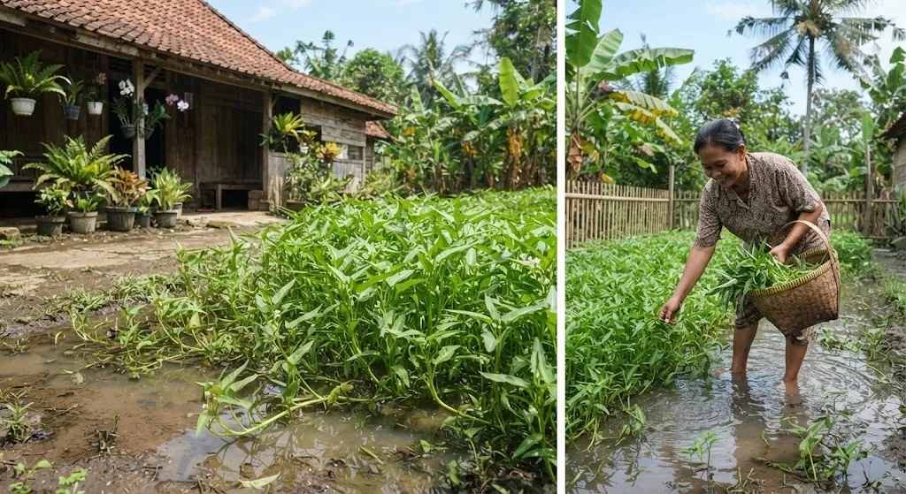Kangkung Air untuk Pekarangan yang Tergenang - AI generated