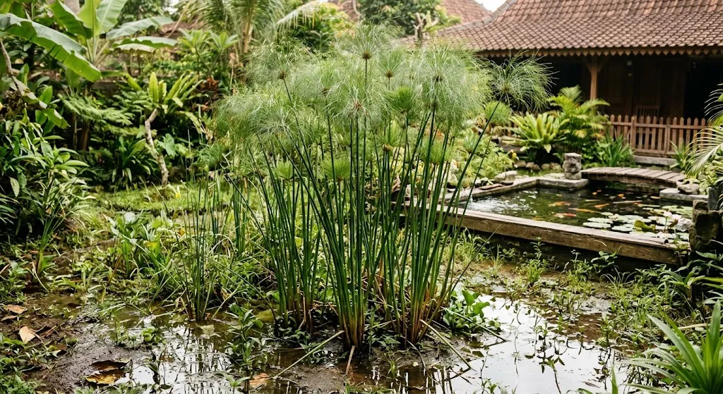 Papirus untuk Pekarangan dengan Air Menggenang - AI generated