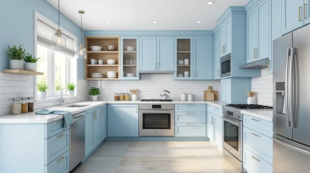 Cat dapur warna biru muda. [AI Generated]