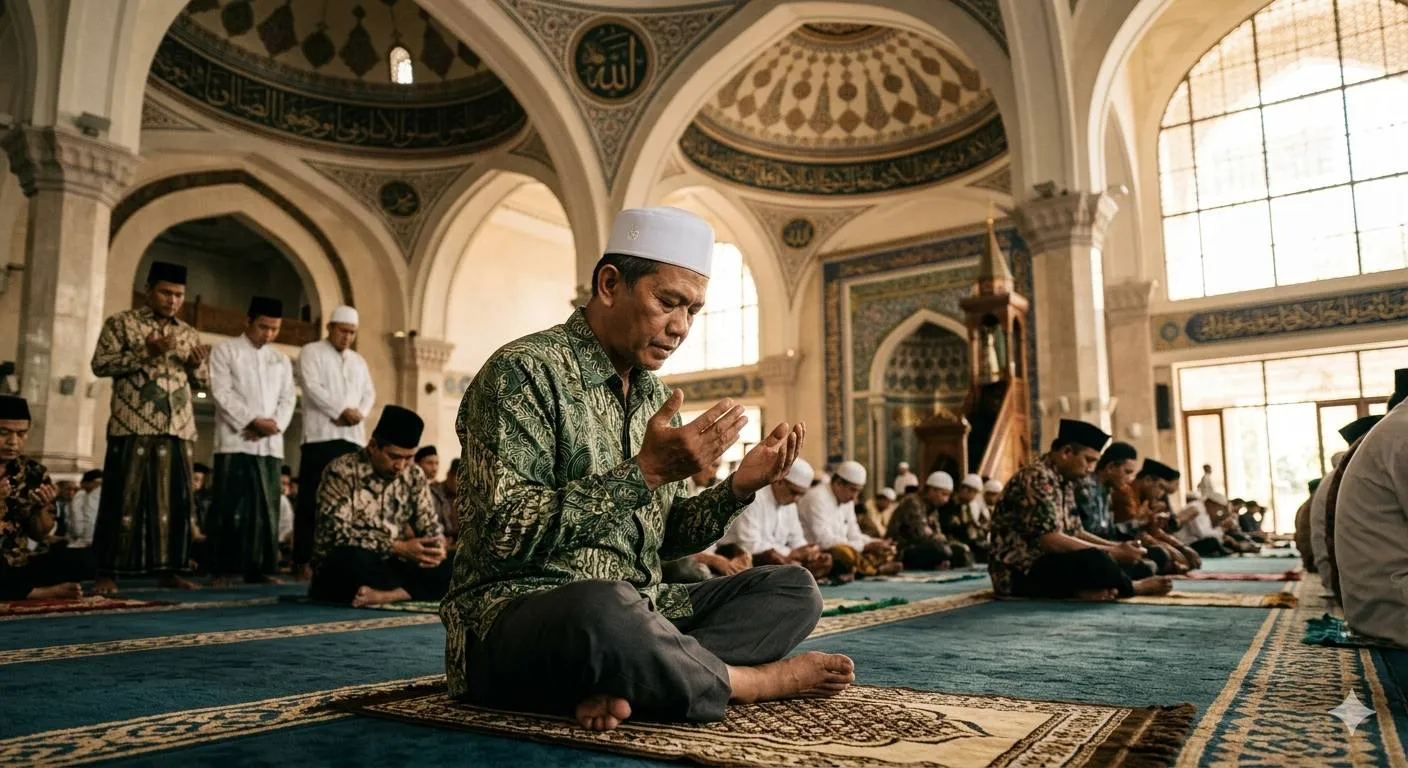 Orang berdoa di masjid - image by AI