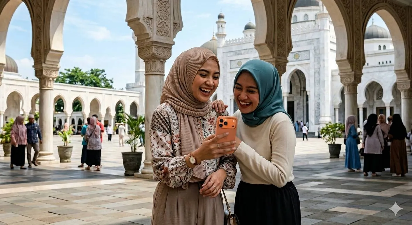 perempuan bermain hp - image by AI