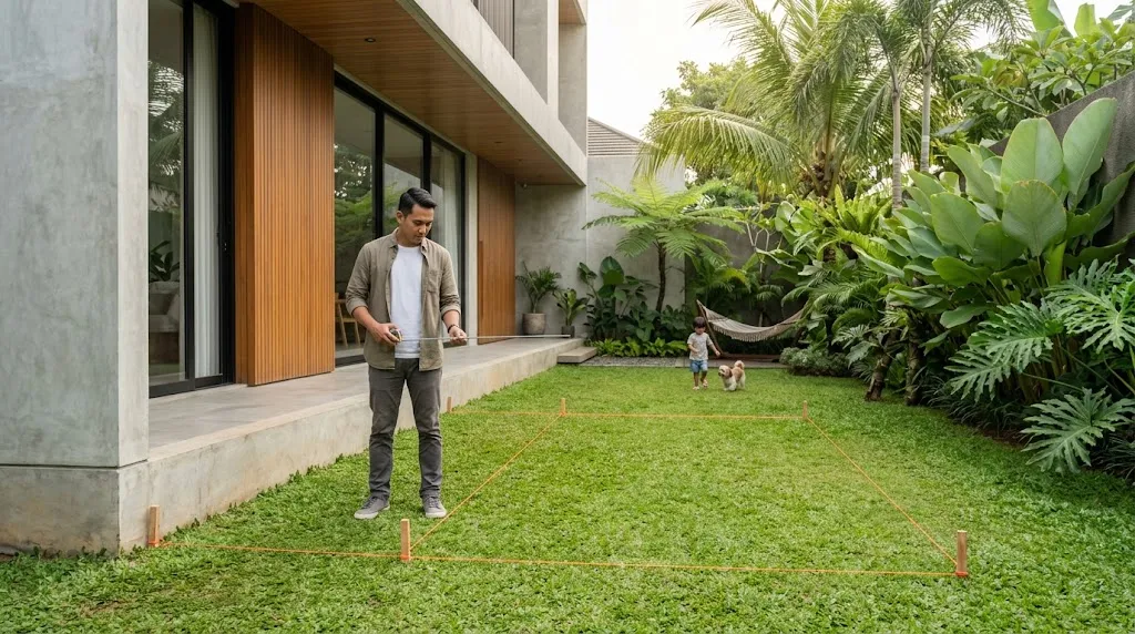 Menentukan Titik Lokasi dan Ukuran Kolam. (AI Generated)