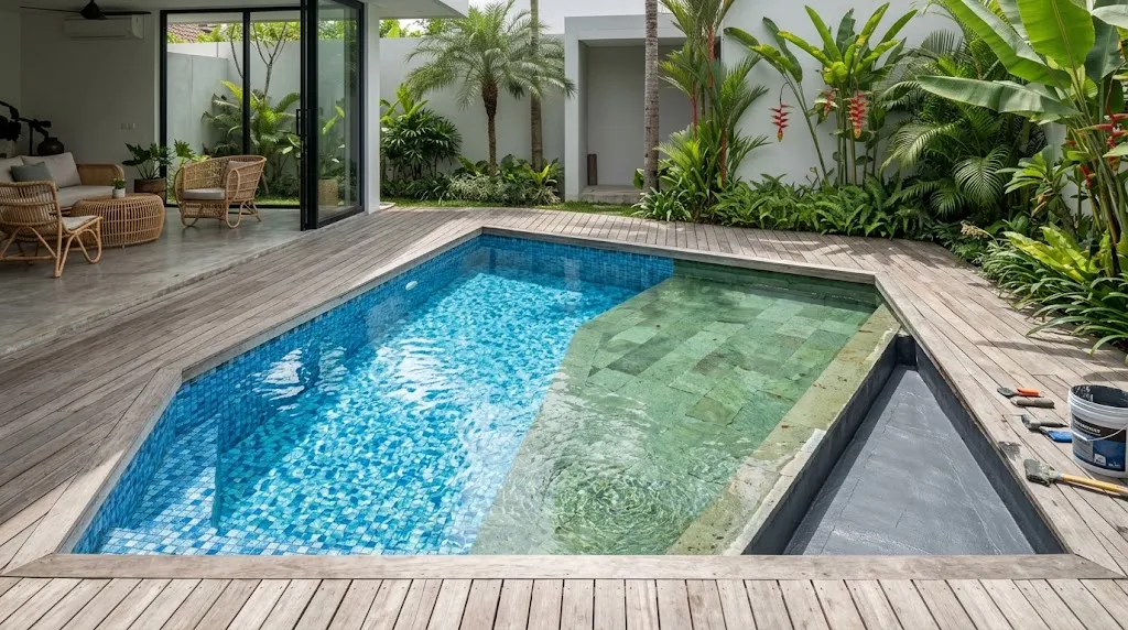 Material Pelapis Kolam yang Tahan Lama. (AI Generated)