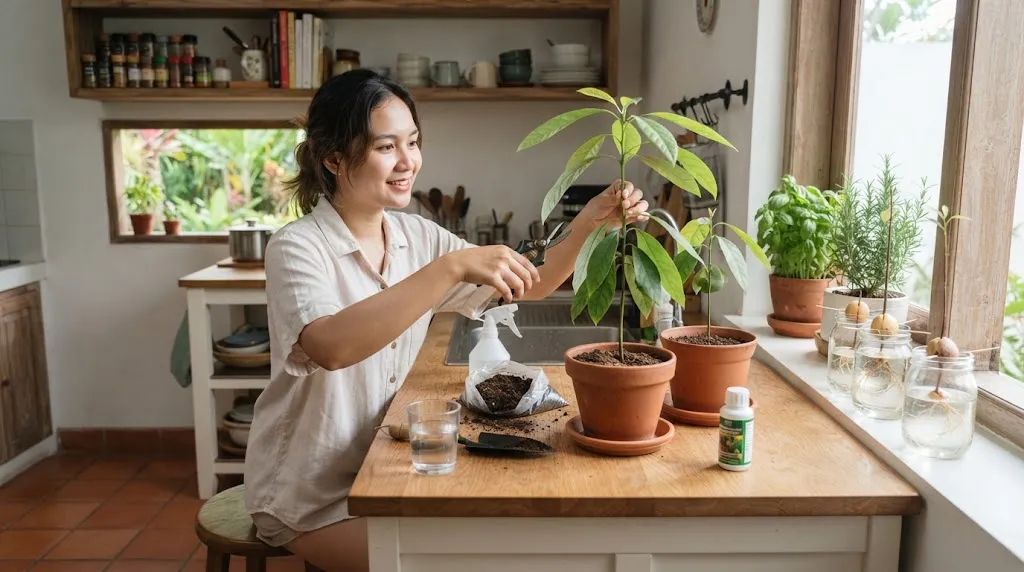 Cara Membuat Bibit Alpukat dari Biji yang Ada di Dapur (AI Generated)