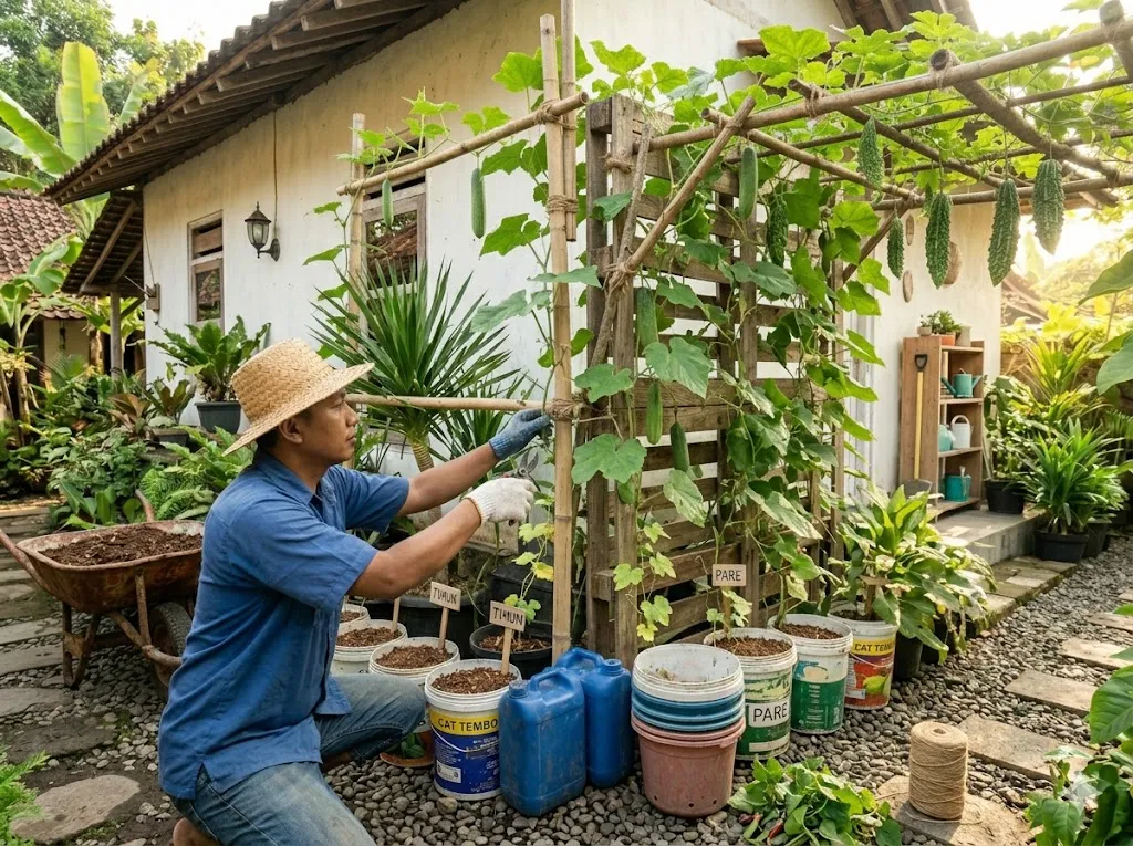 cara membuat pare cepat berbunga dan berbuah/ AI generated