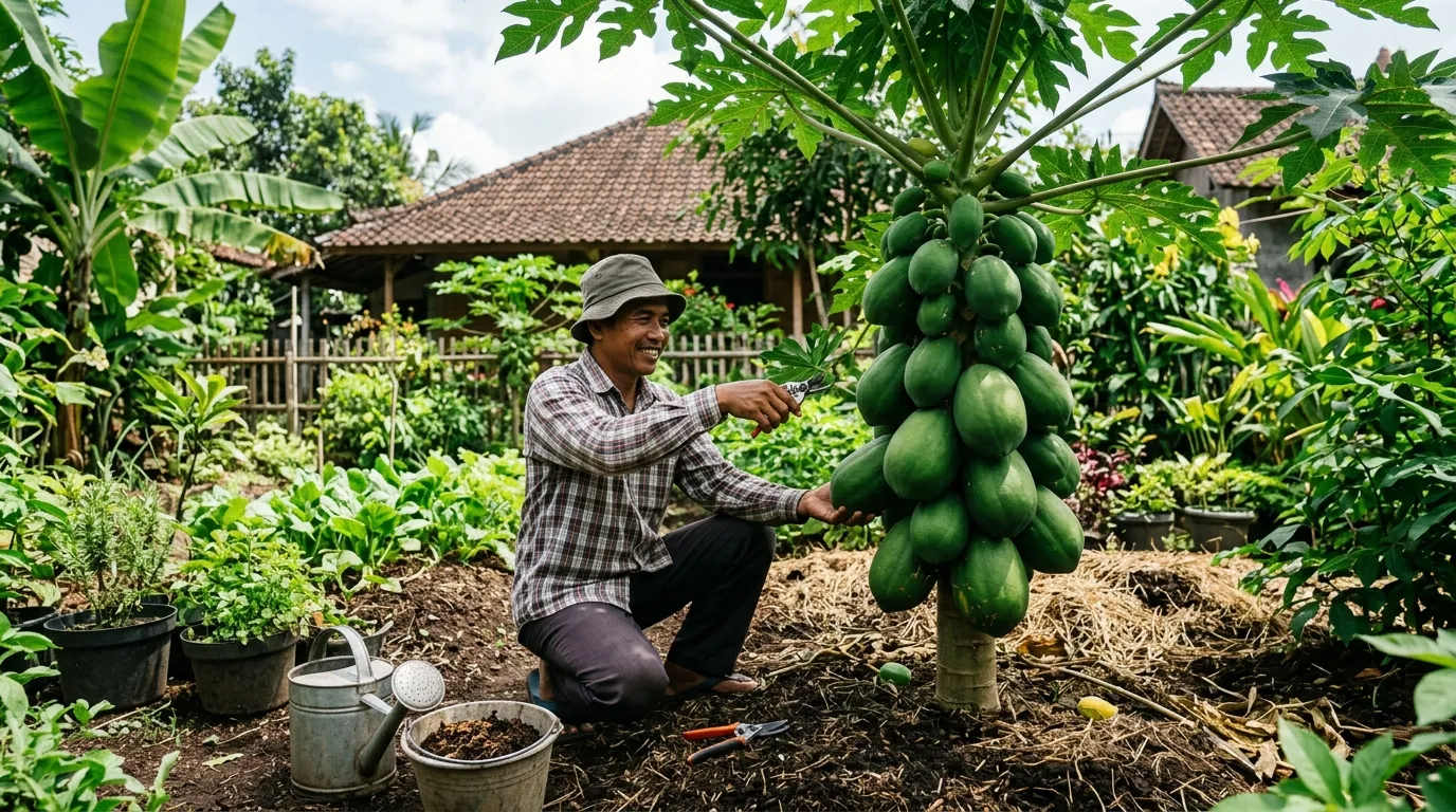Cara Membuat Tanaman Pepaya Pendek agar Lebih Mudah Dipanen (AI Generated)
