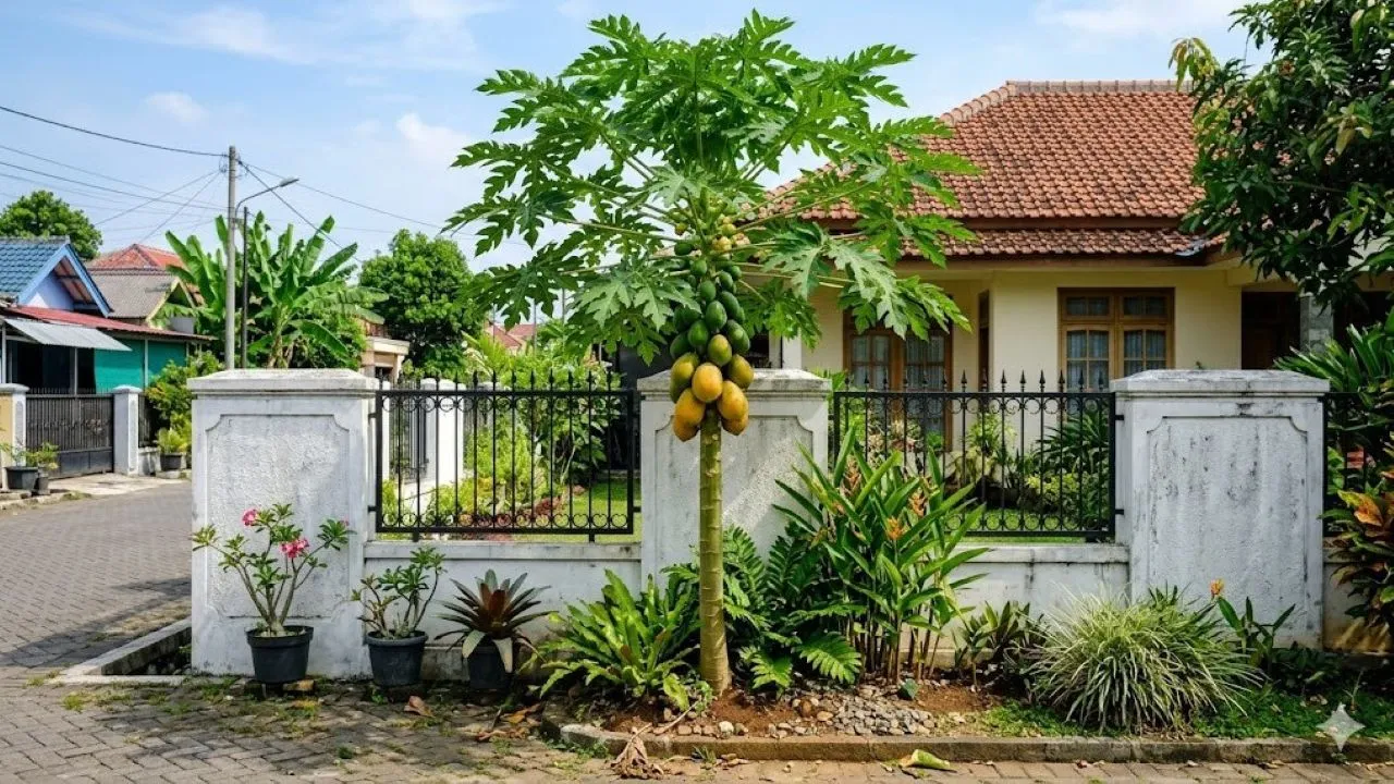 Cara Membuat Tanaman Pepaya Pendek agar Lebih Mudah Dipanen (AI Generated)