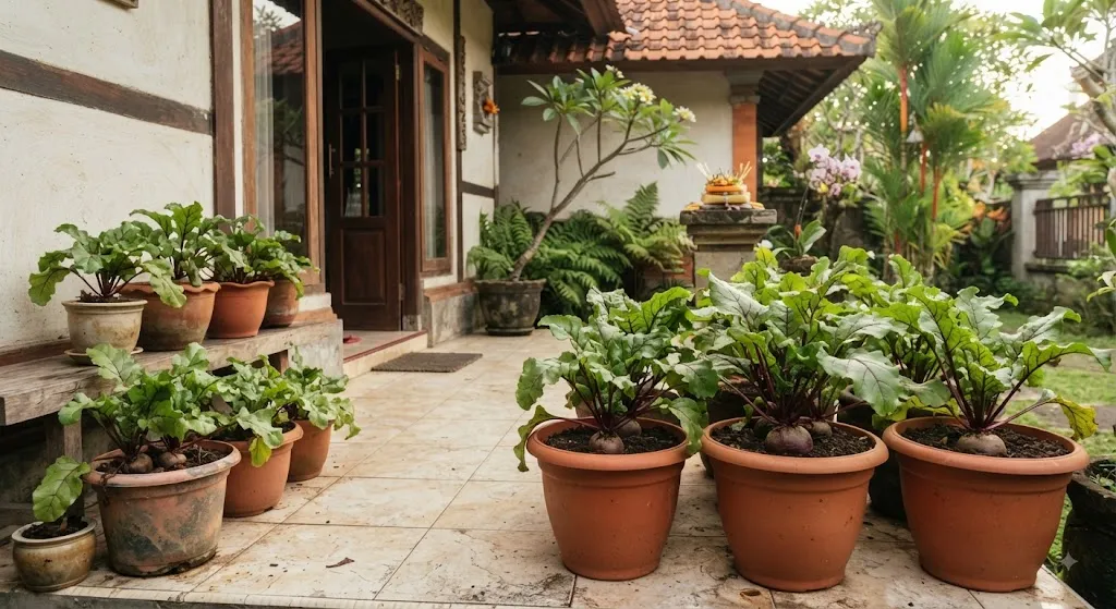 Menanam bit di dalam pot (AI generated)