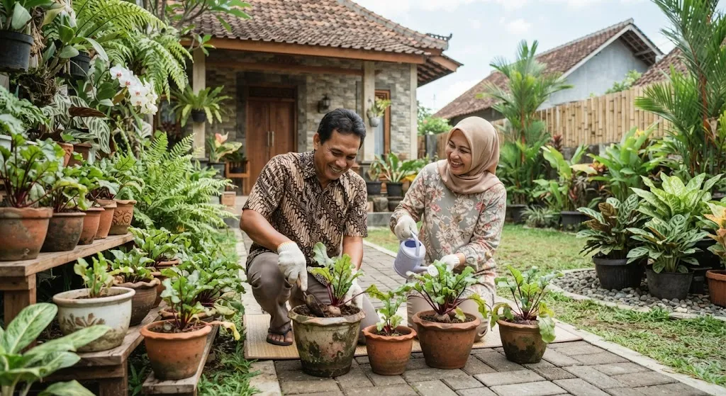 Menanam bit di pot (AI generated)