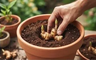 Cara Menanam Kencur dari Rimpang di Pot Rumah (AI Generated)