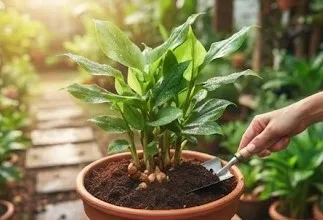 Cara Menanam Kencur dari Rimpang di Pot Rumah (AI Generated)