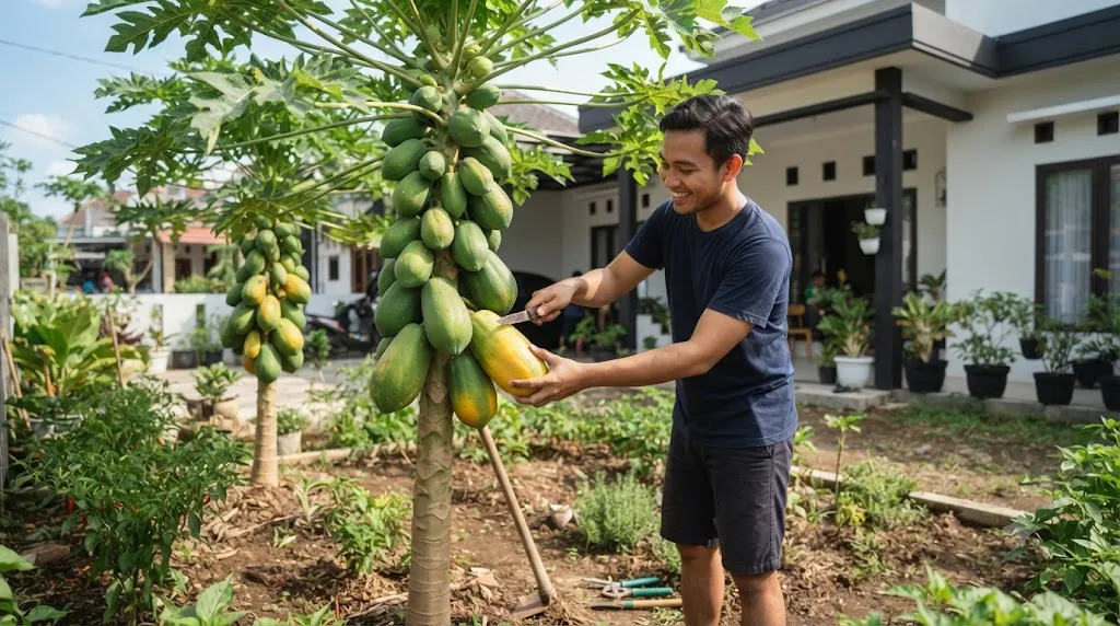 Cara Menanam Pepaya California agar Berbuah Lebat (Foto: AI Generated)