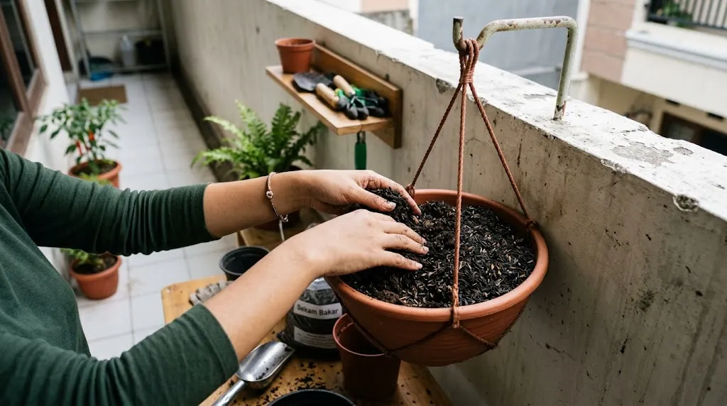 Cara Menanam Tomat Ceri di Pot Gantung (AI Generated)