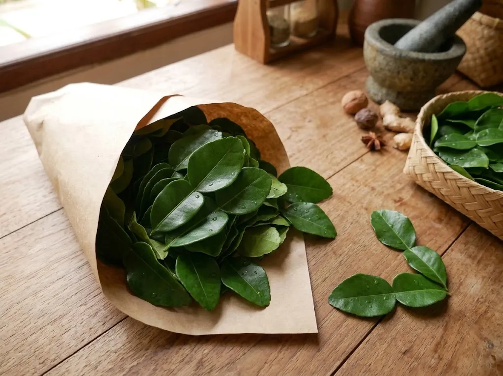 Cara menyimpan daun jeruk tanpa kulkas agar tidak mudah kering dan tetap wangi  (AI generated)