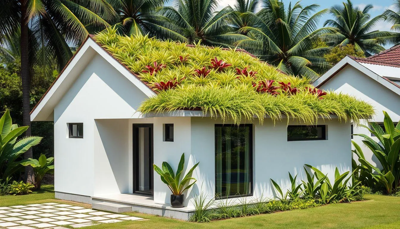 4. Rumah Atap Hijau (Green Roof) yang Sejuk dan Ramah Lingkungan (c) Ilustrasi AI