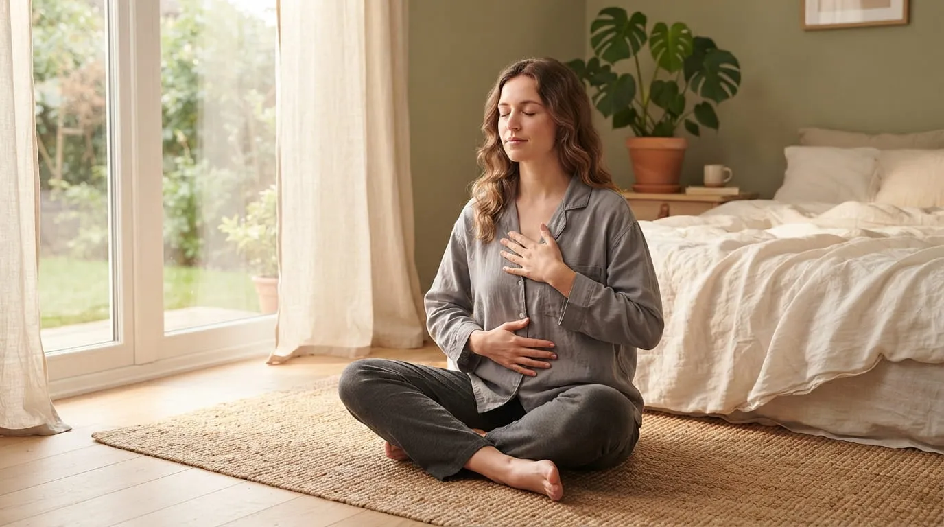 Melakukan Latihan Pernapasan Dalam dan Meditasi Singkat. Foto: AI Generated