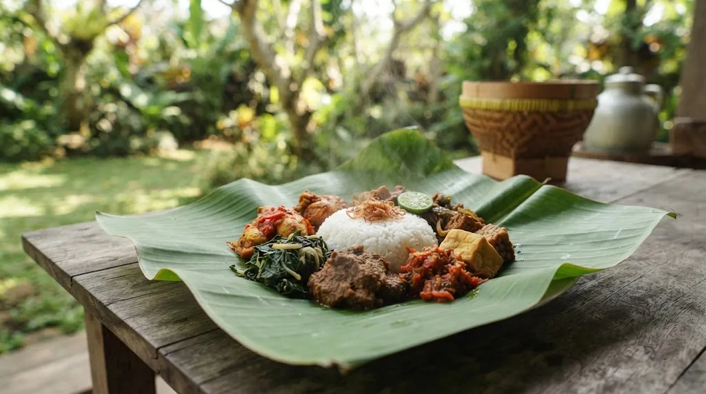 Daun Pisang sebagai Alas Alami. (AI Generated)