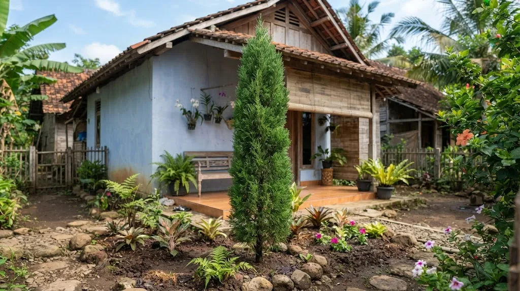 Pohon Cemara Pensil (Cupressus sempervirens). (AI Generated)