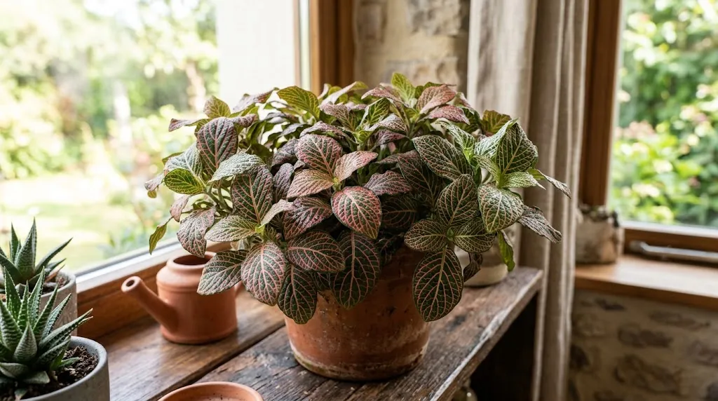 Ilustrasi Tanaman Fittonia (Nerve Plant / Mosaic Plant)/AI Generated