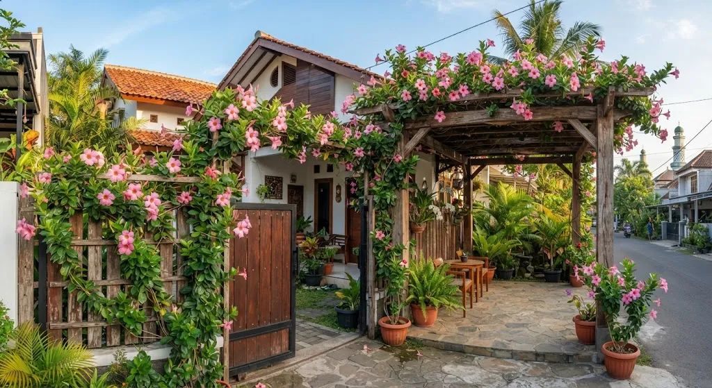 Mandevilla untuk Pagar dan Pergola - AI generated