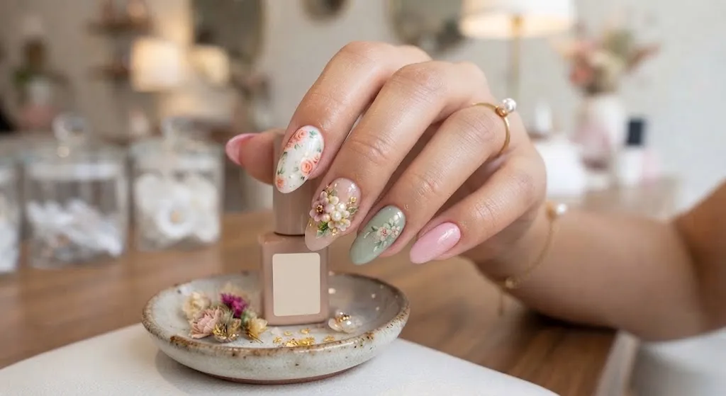 Ilustrasi nail art cantik - AI generated