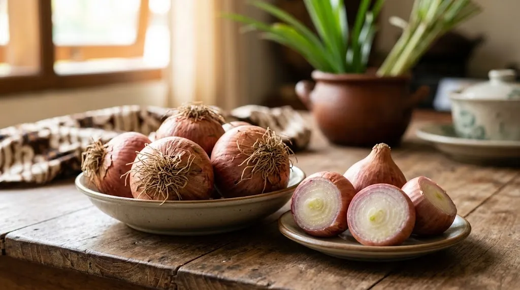 Pilih Bawang Merah yang Masih Memiliki Pangkal. (AI Generated)