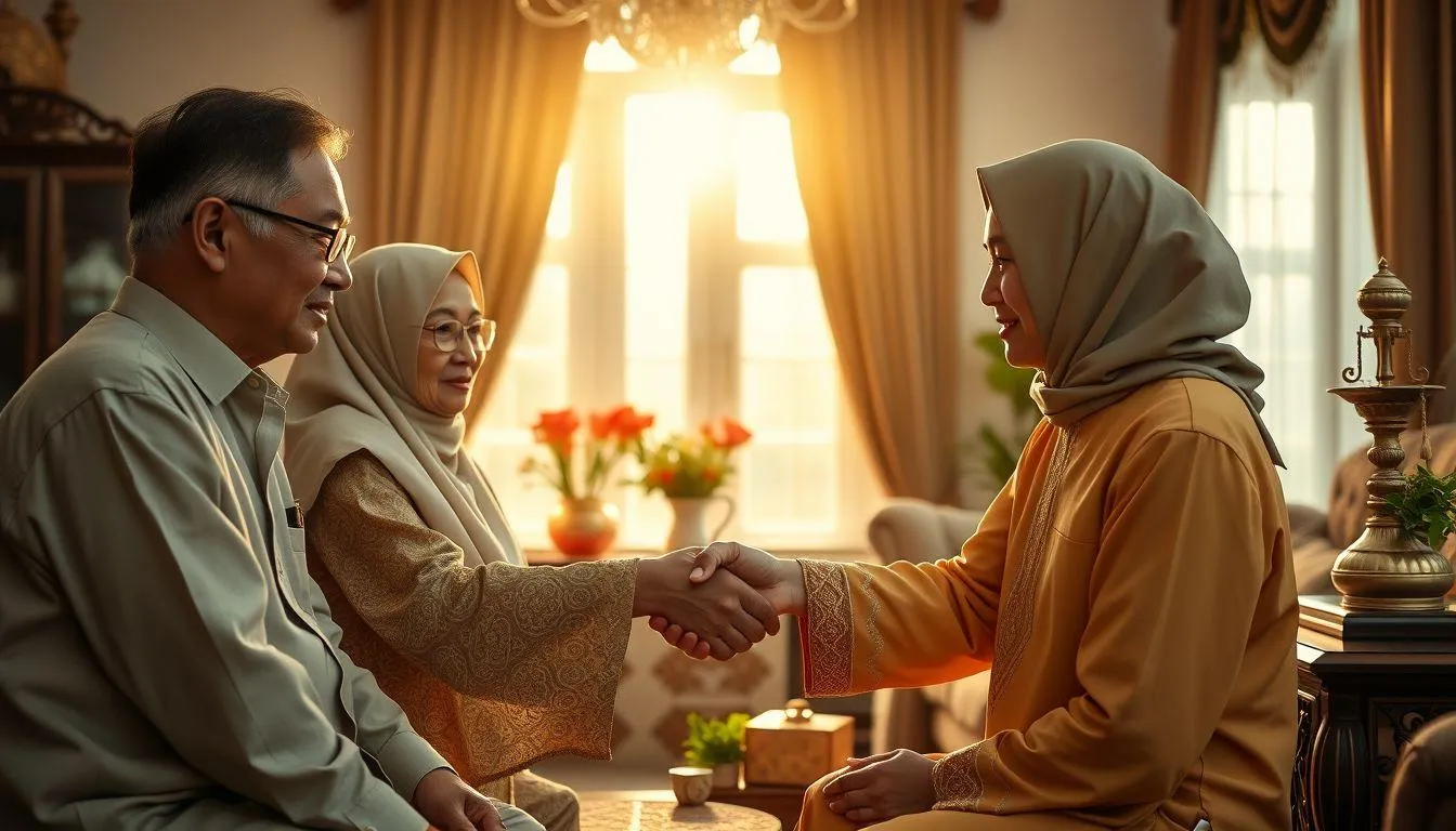 Potret menantu memberi ucapan idul fitri kepada mertua (c) Ilustrasi AI