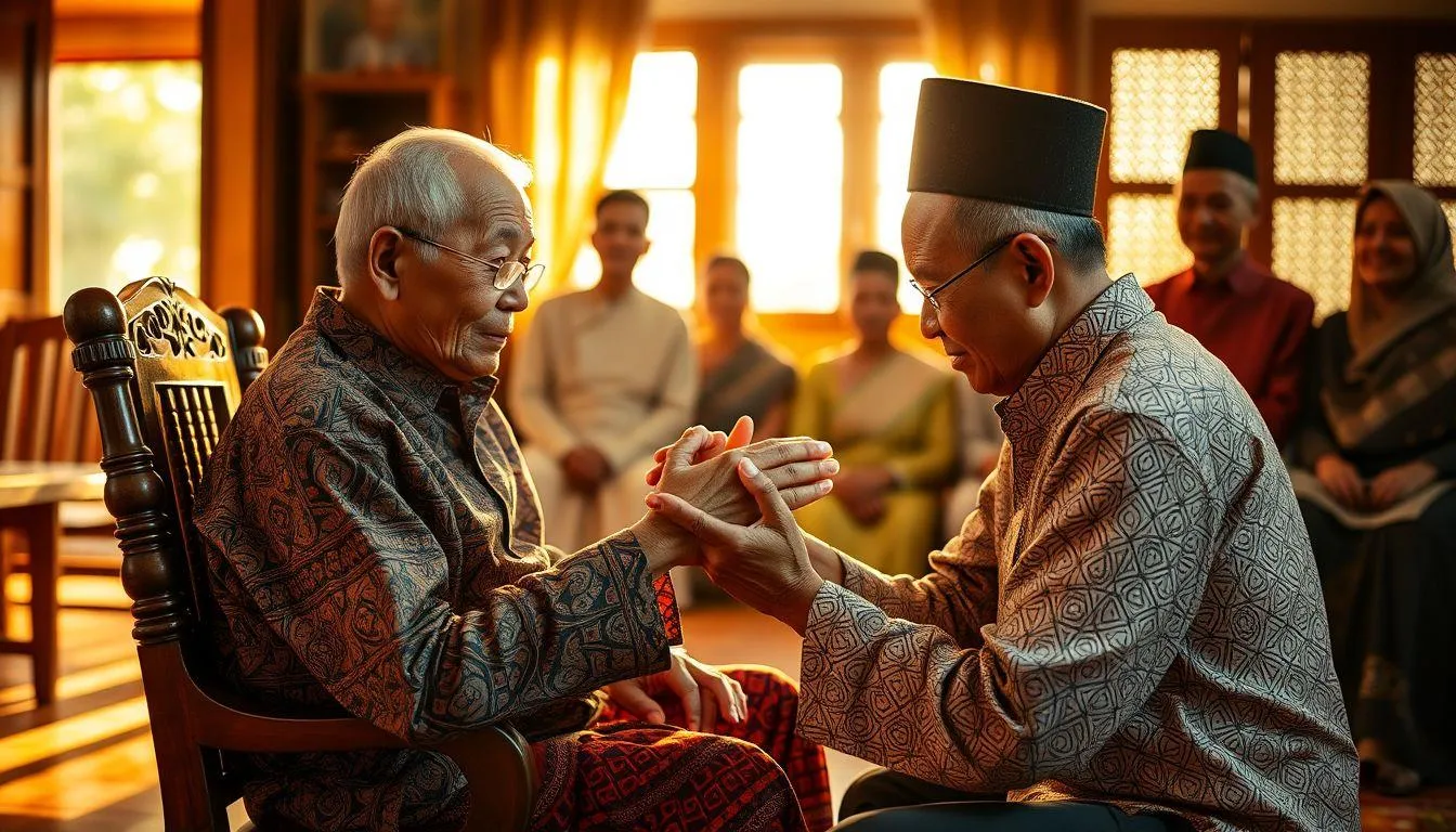 Sungkeman Lebaran untuk kakek nenek (c) Ilustrasi AI