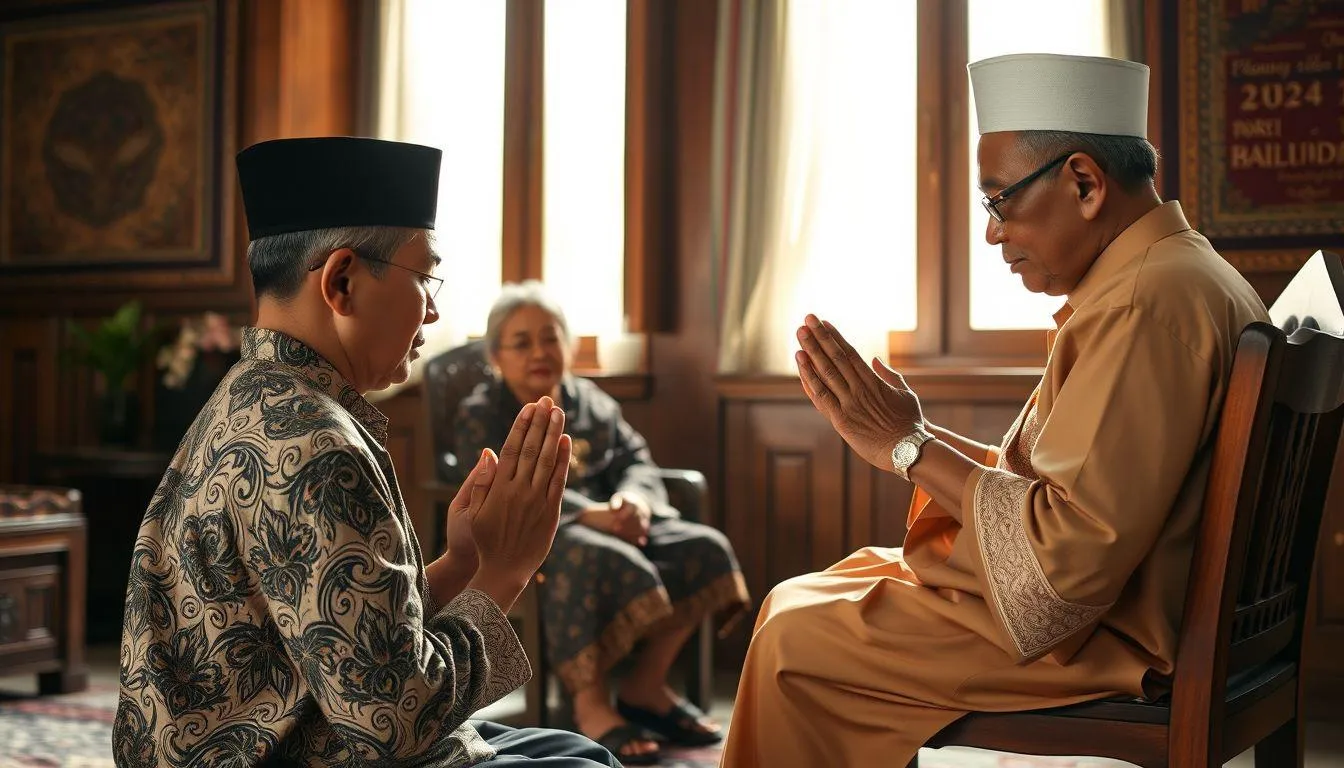 Ucapan Idul Fitri Bahasa Jawa Krama Inggil untuk Sungkem Orang Tua (c) Ilustrasi AI