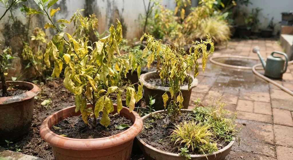 Alasan Daun Tanaman Menguning Padahal Rajin Disiram - AI generated