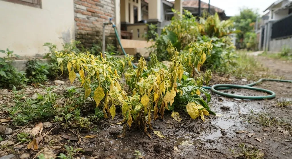 Alasan Daun Tanaman Menguning Padahal Rajin Disiram - AI generated