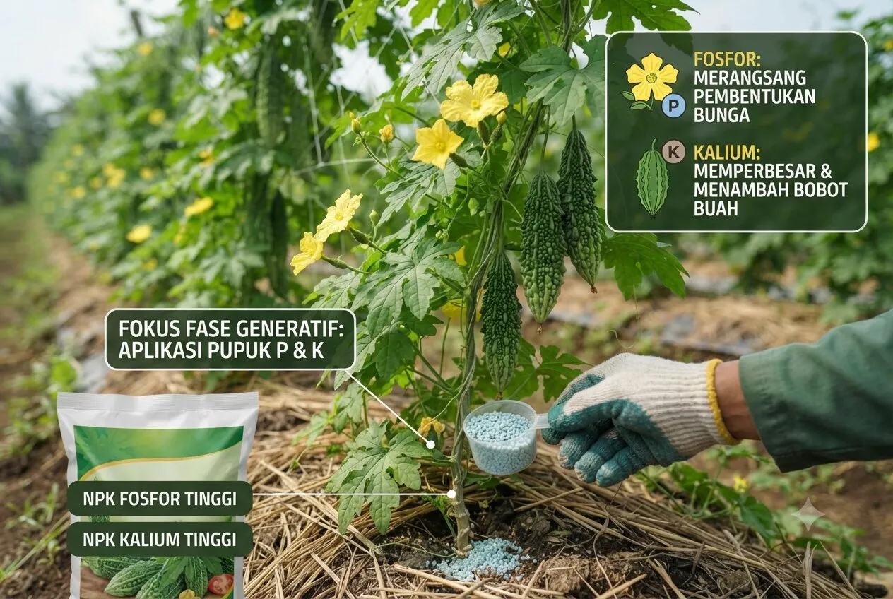 Cara Menanam Pare agar Tidak Banyak Bunga Jantan. Foto: AI Generated