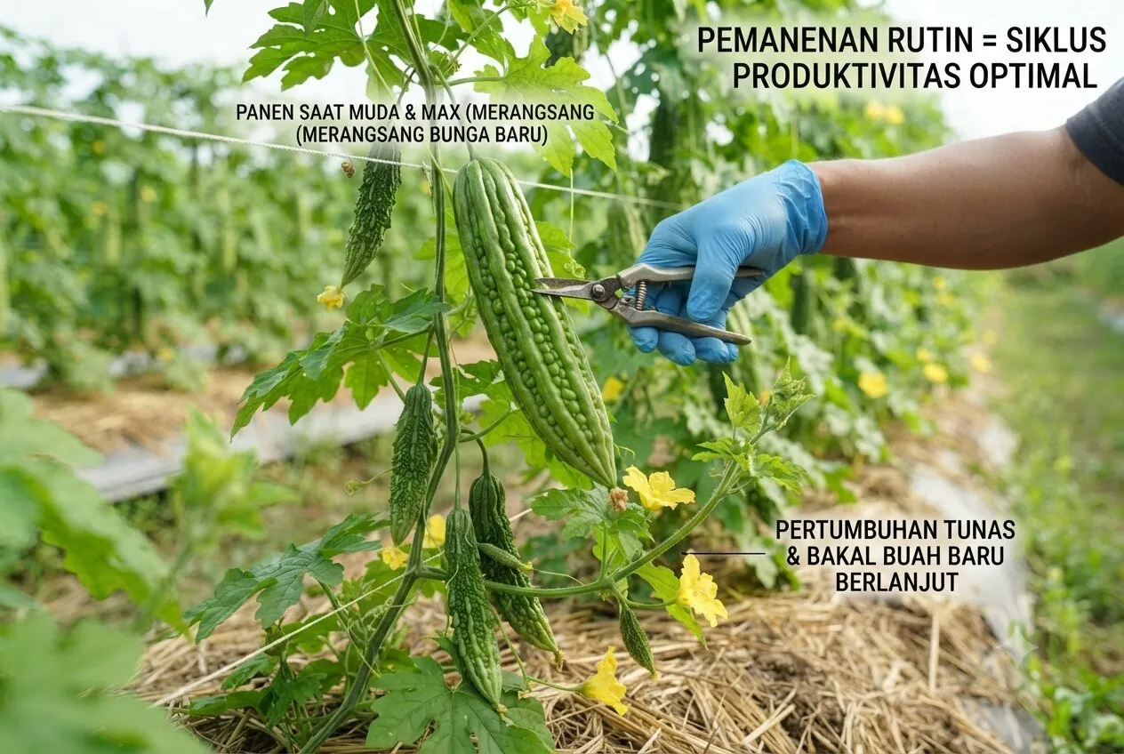 Cara Menanam Pare agar Tidak Banyak Bunga Jantan. Foto: AI Generated