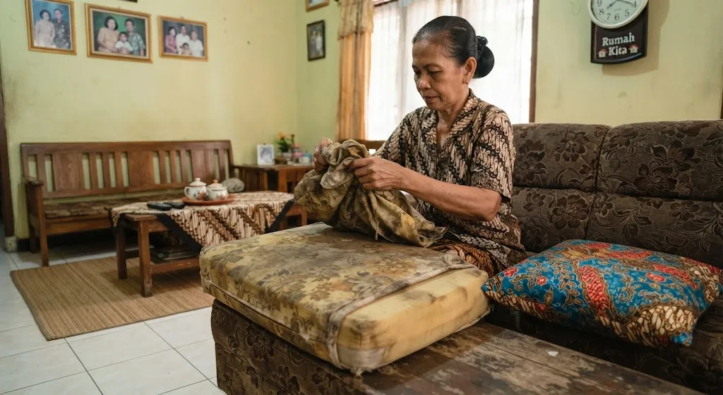 Sarung bantal penuh jamur - AI generated