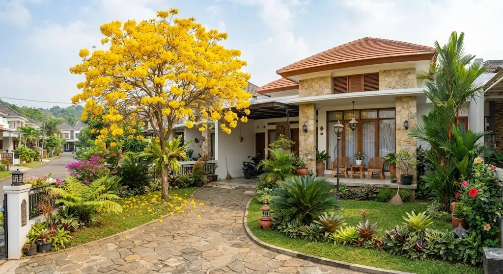 Pilih lokasi menanam tabebuya yang mendapat cahaya matahari - Image generated AI