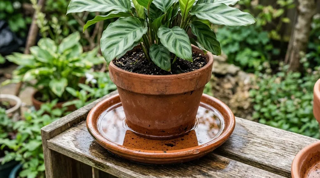 Drainase tanaman pot kurang baik. [AI Generated]