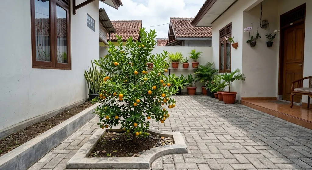 Pohon jeruk kerdil. [AI Generated]