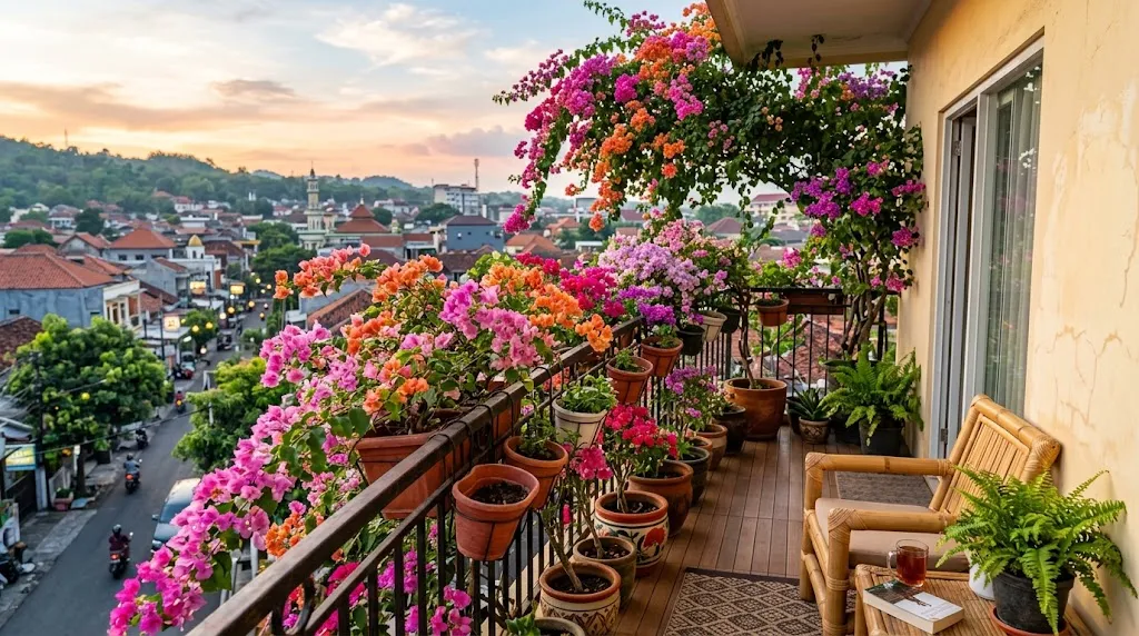 Tanaman bougenville untuk mempercantik balkon. [AI Generated]