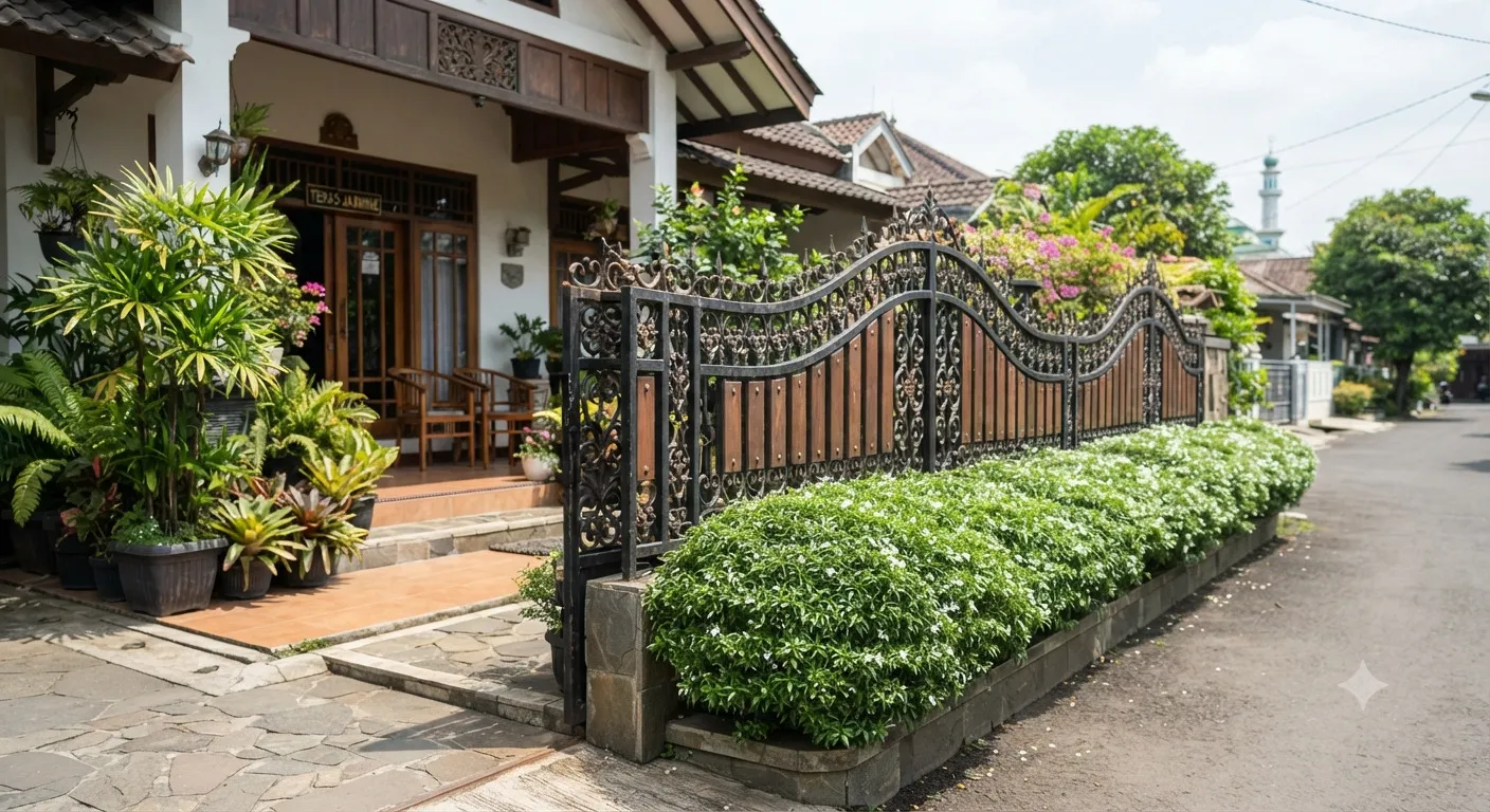 Melati Menjadi Pelengkap Pagar Rumah (AI generated)