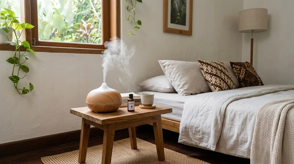 Gunakan Diffuser dengan Minyak Esensial Murni. (AI Generated)