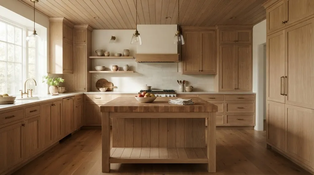 Dapur dengan Nuansa Kayu Klasik. (AI Generated)