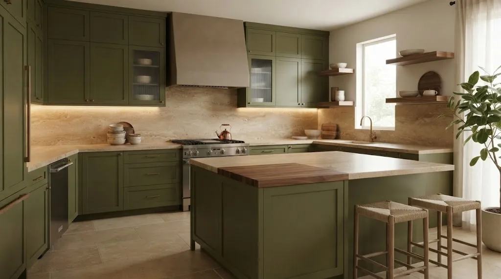 Warna Cat Dapur Hijau Earthy. (AI Generated)