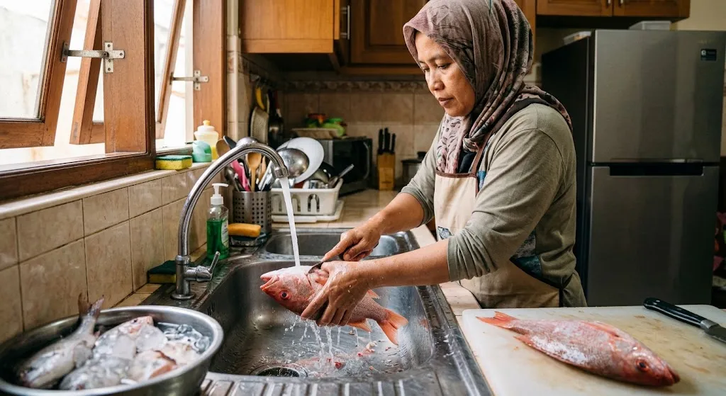 Cara Membuat Kulkas Tidak Bau Amis Setelah Menyimpan Ikan. (AI Generated)