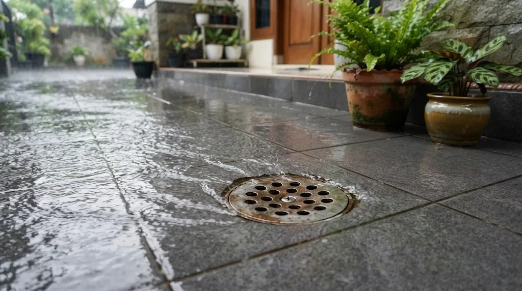 Hindari Menutup Saluran Pembuangan dengan Pot. (AI Generated)